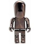 USB флешка металлическая человечек золотой и серебрянный