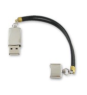 USB флешка металлическая на кожаном браслете